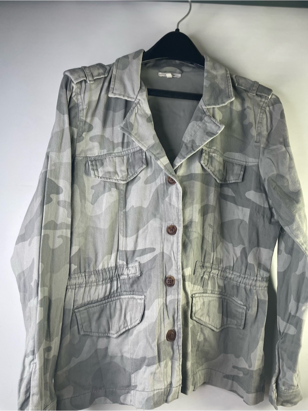 Maurices Light Gray Camo Utility Jacket Vintage Woman’s